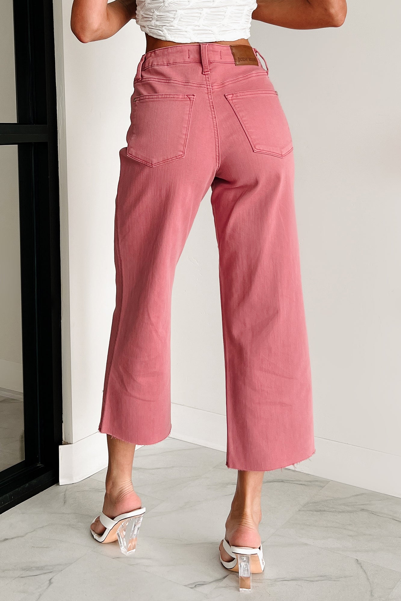 Victoria Crop Wide Leg Judy Blue Jeans (Rose)