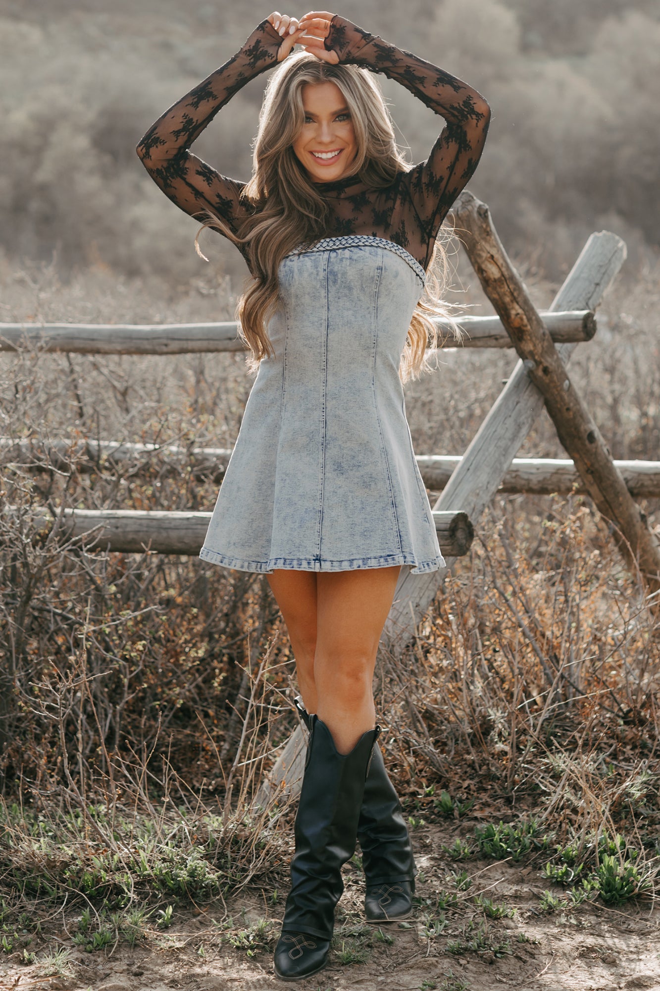 Letting It Go Strapless Denim Mini Dress (Light Denim)