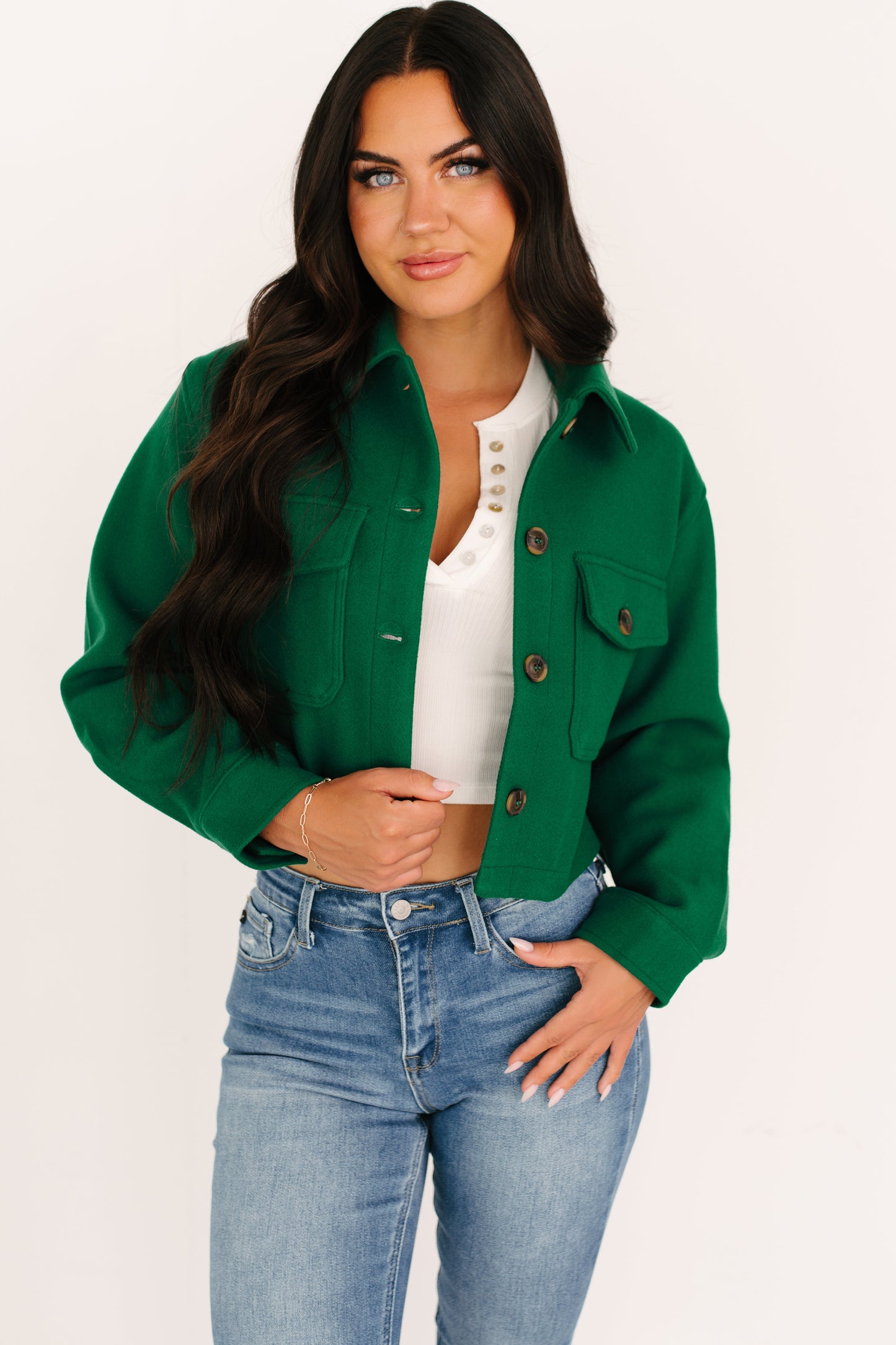 Soft But Savage Fleece Crop Jacket (Green)