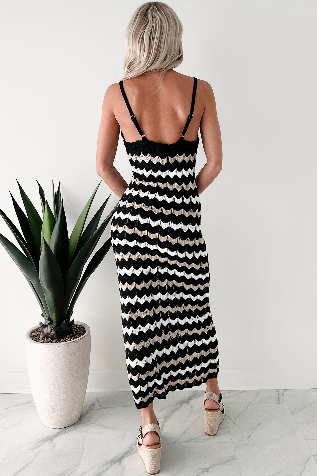 Simply Striped Sweater Knit Maxi Dress (Black Combo)