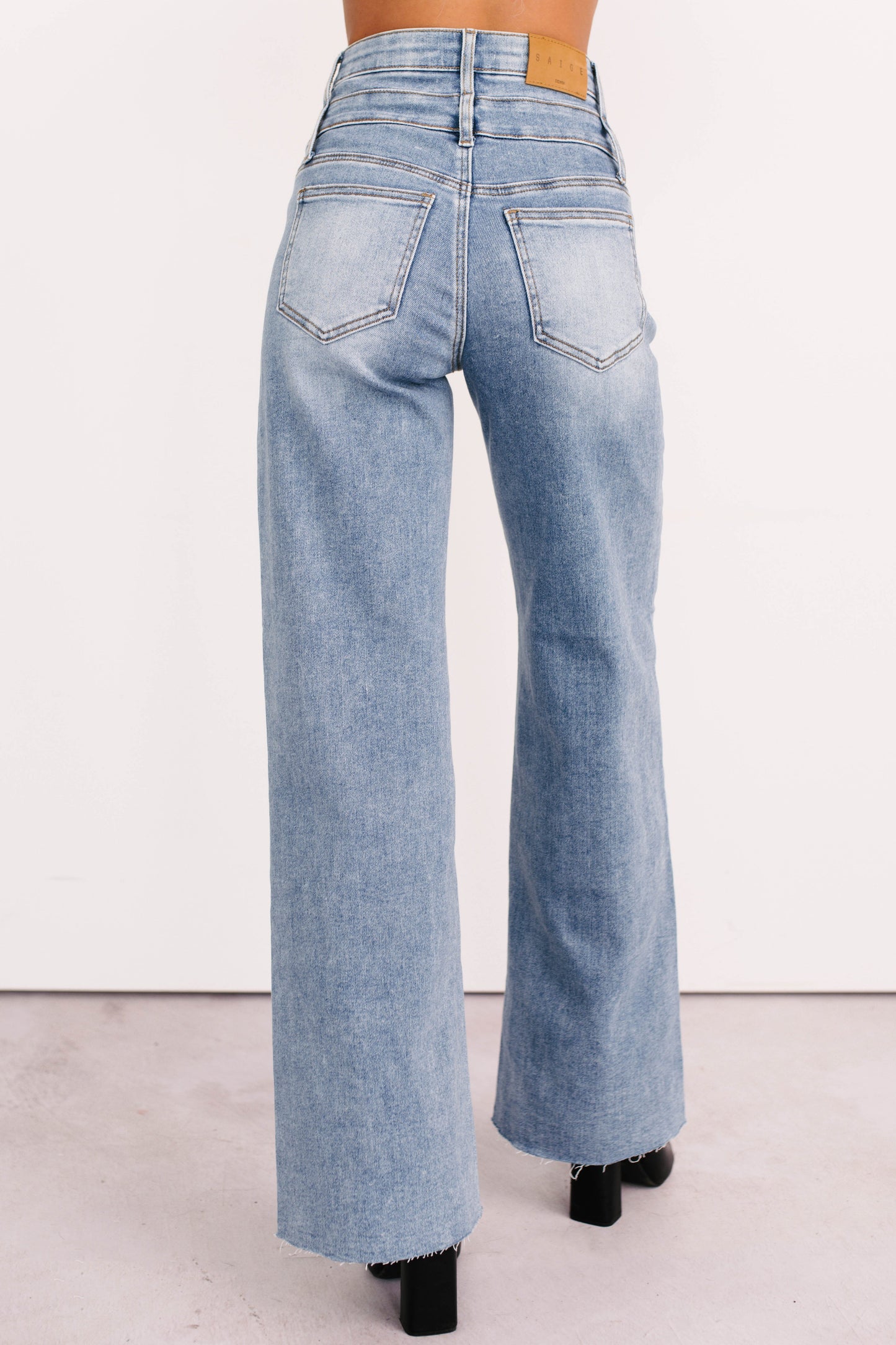 Xander High Rise Double Waist Saige Denim Jeans (Medium)