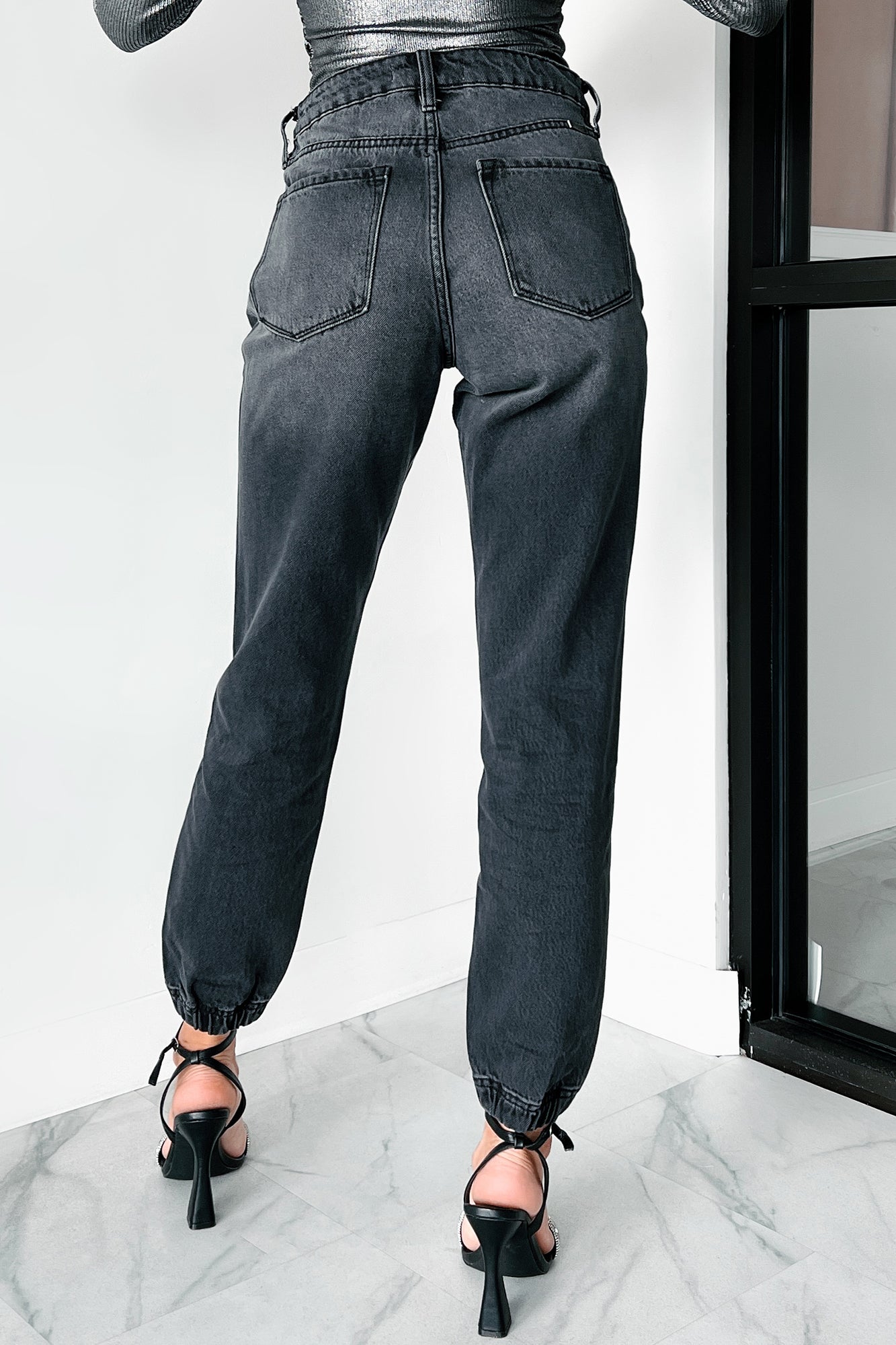 Sean High Rise Button Fly Kancan Jogger Jeans (Grey)