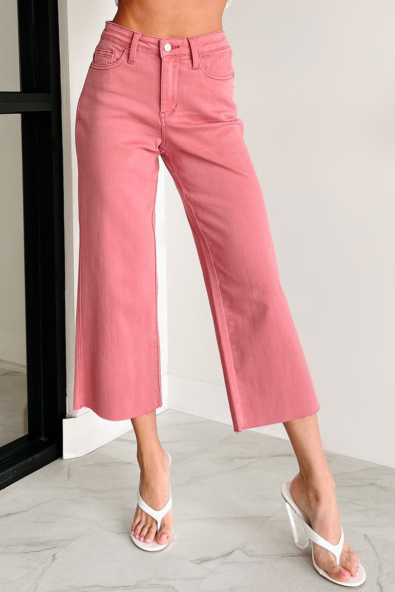 Victoria Crop Wide Leg Judy Blue Jeans (Rose)