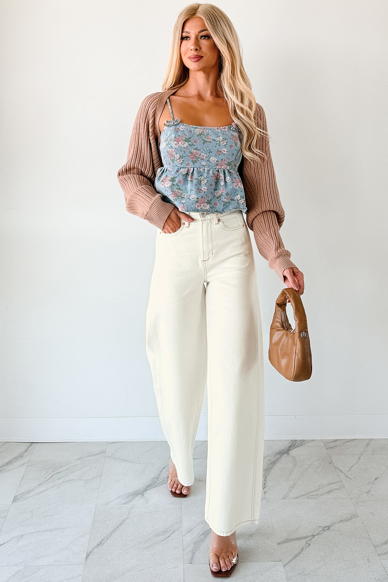 Toasted Coconut Season Bolero Shrug Cardigan (Dark Taupe)