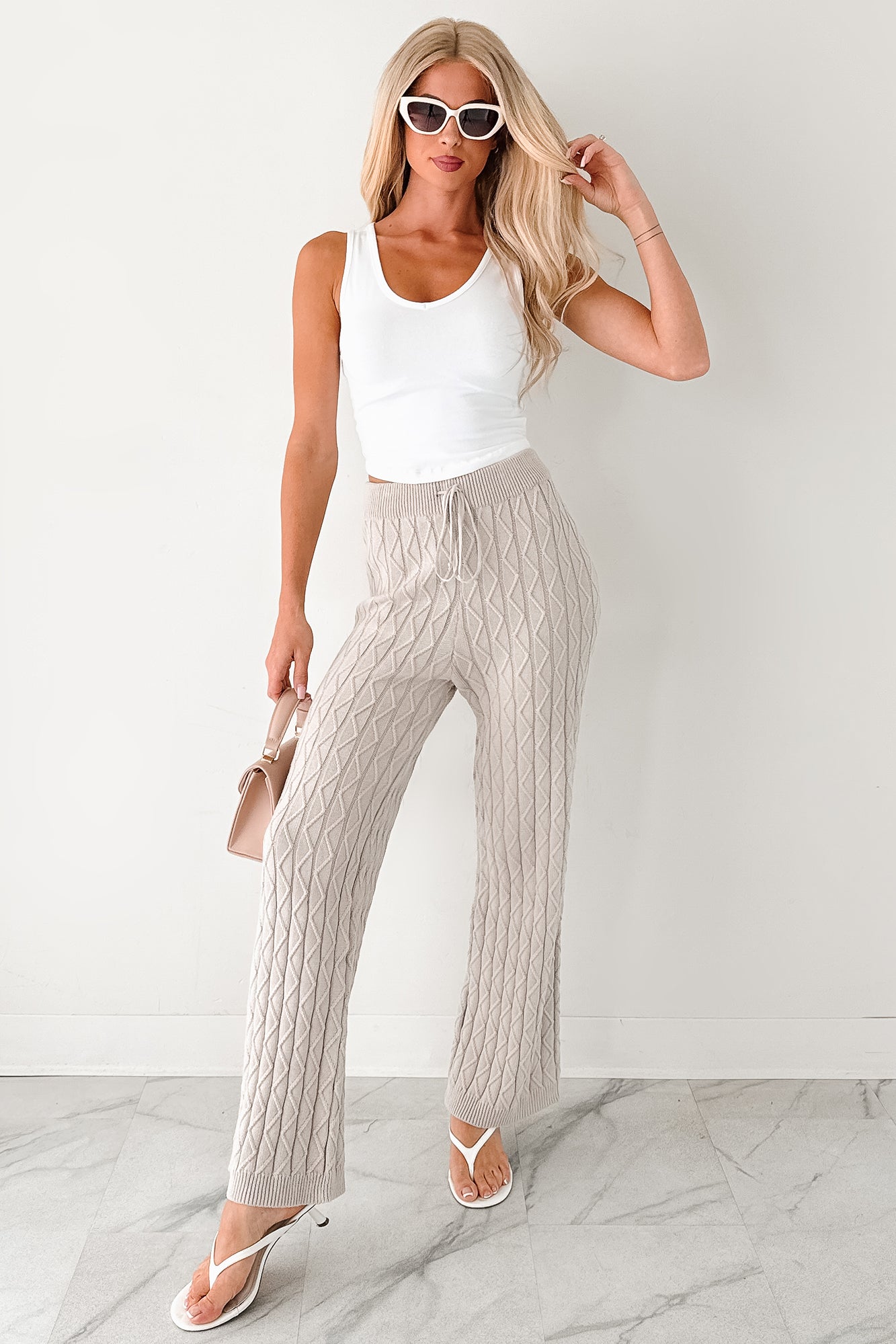Taking To Heart Cable Knit Fore Pants (Taupe Grey)