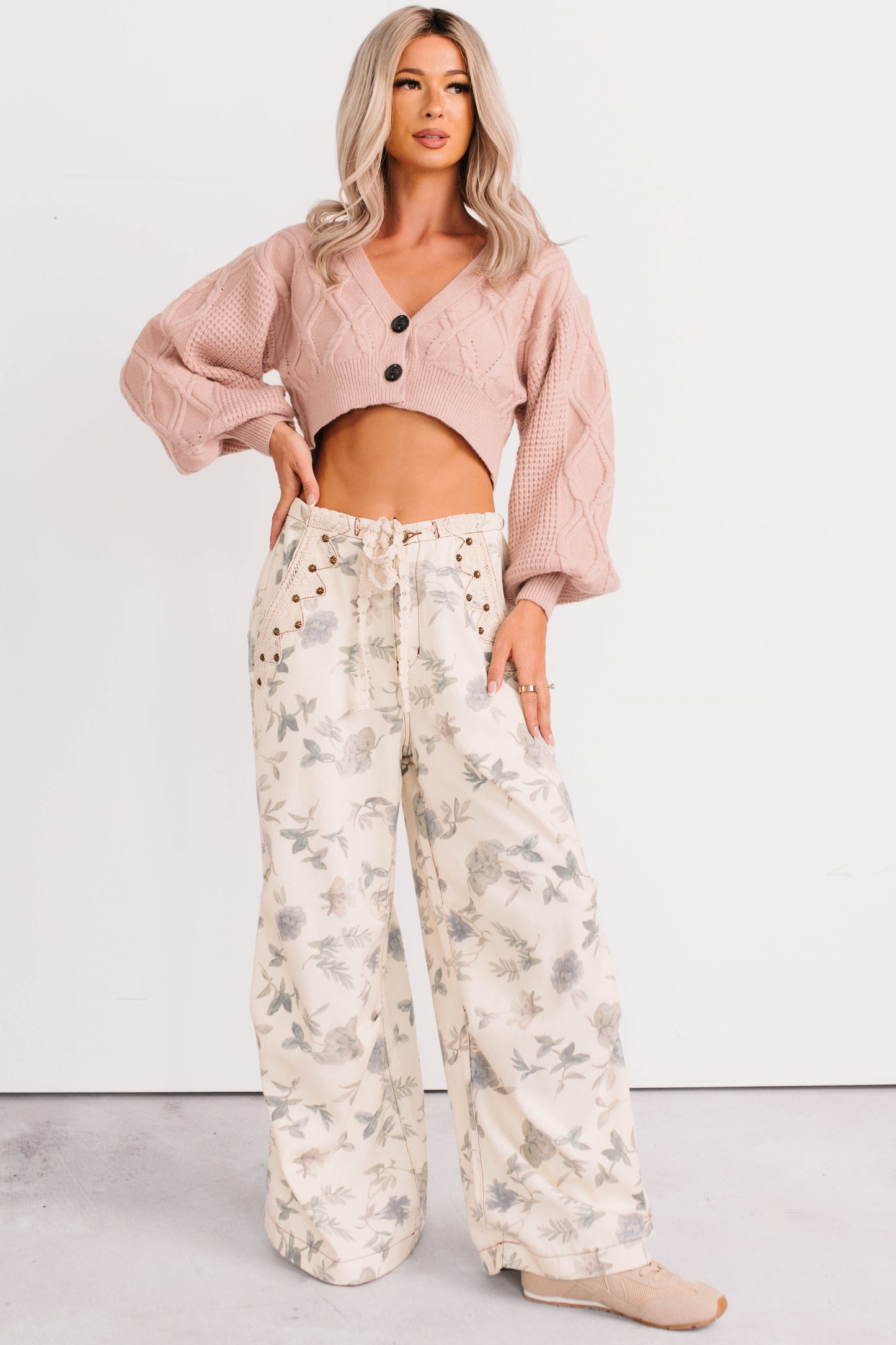 Lorelei Wide Leg Floral POL Jeans (Cream/Floral)