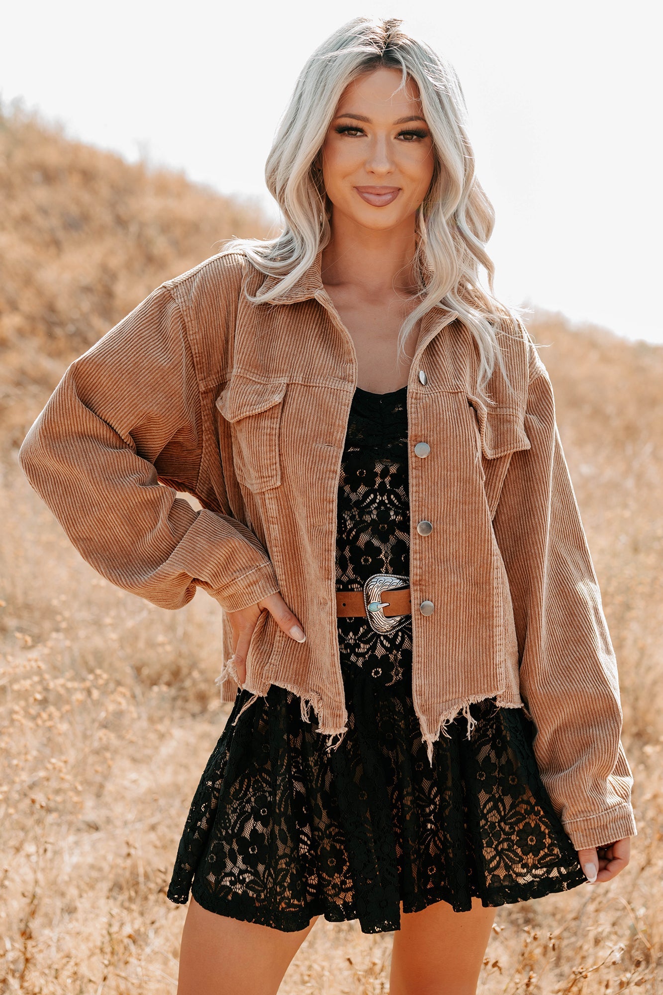 Promise Me Forever POL Corduroy Shacket (Camel)