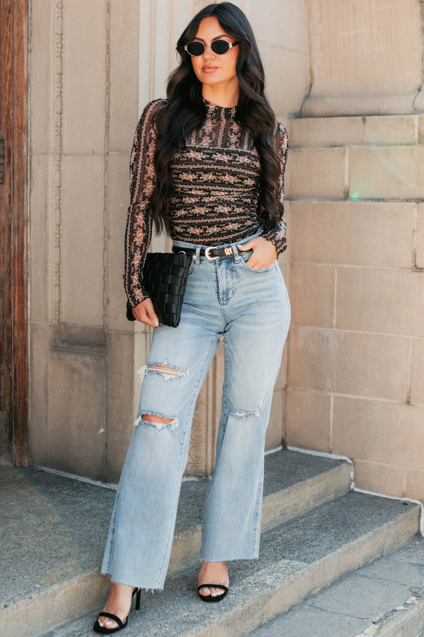 Romero Mid Rise Ripped Judy Blue Wide Leg Jeans (Light)